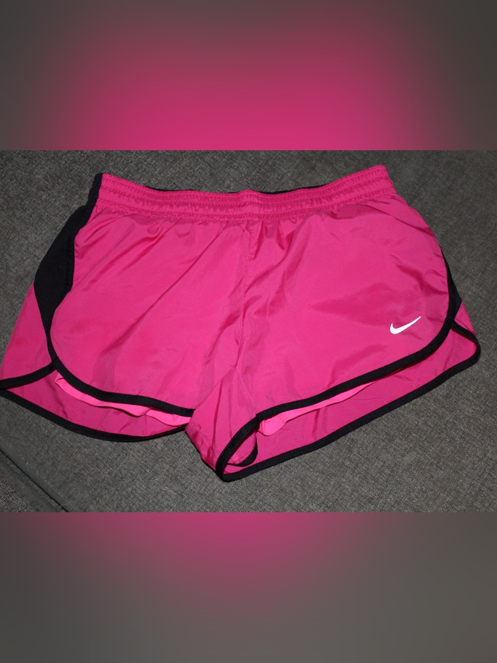 Nike Women's Bright Pink Athletic Shorts with Black Trim